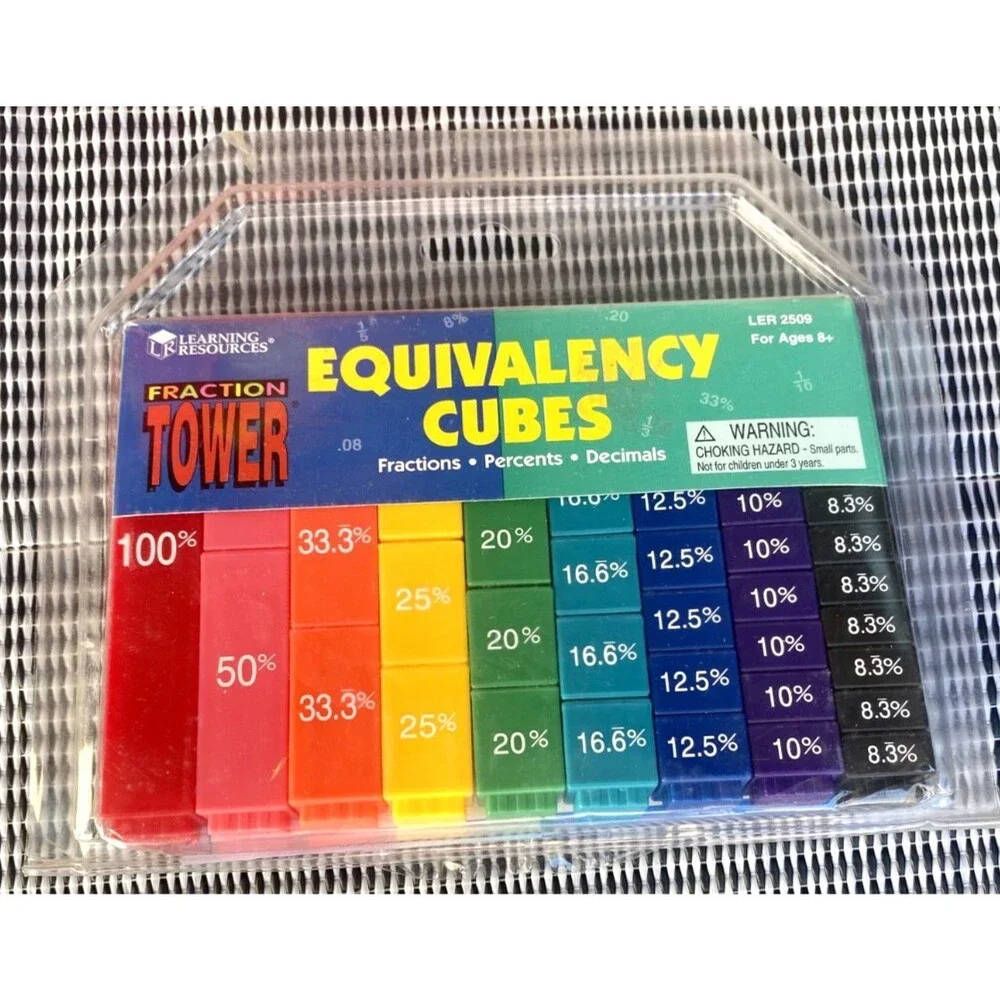 Learning Resources Fraction Tower Equivalency Percent Tower Cubes -Colors- New!